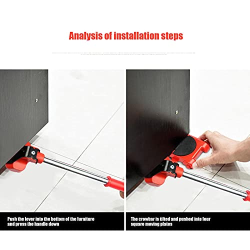 Elevador de móveis para serviço pesado | Rolos de rodas de transporte e conjunto de alavancas | Kit