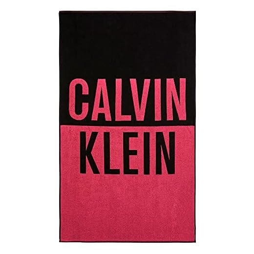 Calvin Klein Beach Towel CK Swimming Pool spa Terry Cotton cm.180 x 100 (Approximately) with Logo Article KU0KU00105 Towel, U00 Loud Pink, One Size