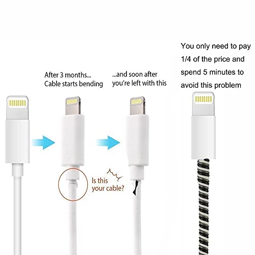 Image of J'TTON Spiral Triple Color (2 Pcs) 1.4 Meters Each-Full Size Cable Cord Charger Protector Saver Winder for iPhone & Android Charging Cables (Black)