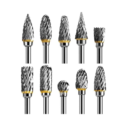 10 piezas fresas de carburo de tungsteno diamante doble miniatura 3