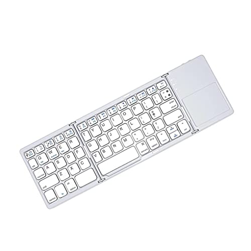 Clavier pliant sans fil blanc et rechargeable pour bureau