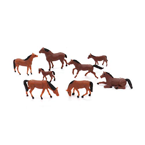 CWBPING 20pcs HO Scale Painted Farm Animals 1:87 Scale Model Horses 10 Different Poses Miniature Model Train Layout Animals