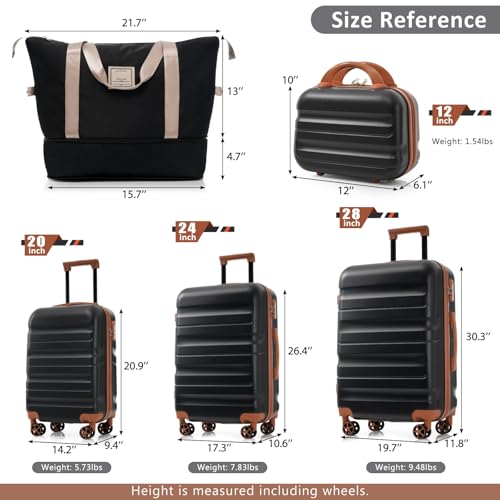 Image of 13 Piece Luggage Sets, Lightweight Suitcases with Dual Spinner Wheels, Carry-On & Check-In Sizes for Travel and Business (black)