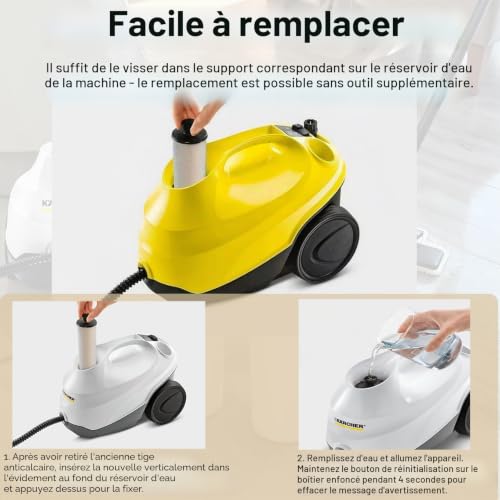 AVAENZO Lot de 2 cartouches de détartrage compatibles avec nettoyeur vapeur Kärcher SC 3 Upright, SC 3 Deluxe, SC 2 Upright Accessoires de rechange pour 2.863-018.0 – vue 4