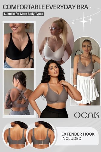 Image of OEAK Women Comfortable Jelly Bras No Underwire Seamless Full Coverage Bralette Buttery Soft Convertible Everyday Tshirt Bra