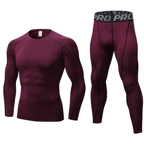 BEGIANT Kompressionsanzug Herren Trainingsanzug Atmungsaktive Langarm Kompressionsshirt Lange Kompressionshose Schnelltrocknende Funktionswäsche Sportswear Laufanzug Männer Fitness Gym Sport Set
