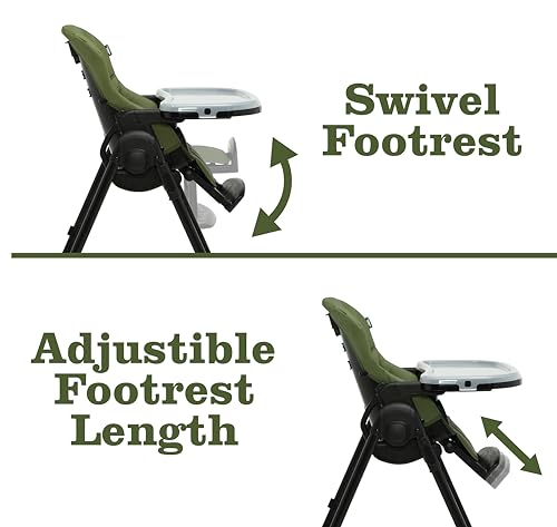 Image of Jeep by Delta Children Classic Convertible 2-in-1 High Chair for Babies and Toddlers with Adjustable Height, Recline & Footrest - Dishwasher Safe Meal Tray, Olive Green