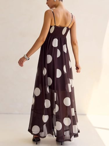 Image of SOOKABEILA Women Y2k Boho Maxi Dress Floral Lace Sheer Tiered Flowy Cami Long Dress 2025 Summer Smocked Beach Sundress