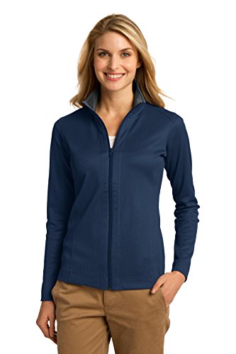Port Authority Ladies Vertical Texture Full-Zip Jacket L805, Regatta Blue/Iron Grey, Large