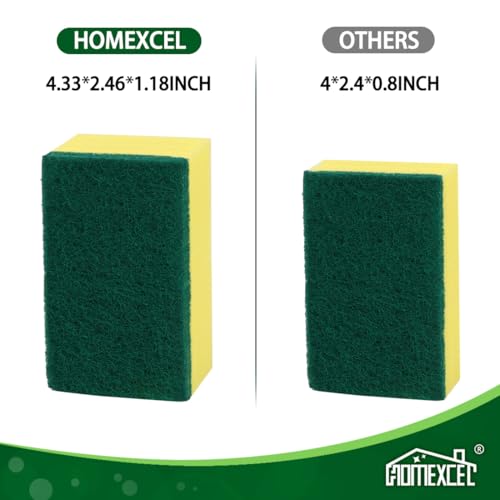 Image of HOMEXCEL Heavy Duty Scrub Sponges Kitchen 60 Count, Extra-Large Sponges for Cleaning Kitchen and Household, Dish Scrubber for Washing Dishes, Pots and Pans