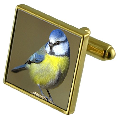 Gemelos Pájaro Azul Evitan Corbatas Desalineadas Set Tono Oro Cristal