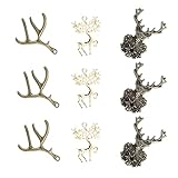 Handmade Necklaces 9pcs Antler Charm Deer Charm Head Charm Amulet Jewelry Making Alloy Charm Vintage Ornaments