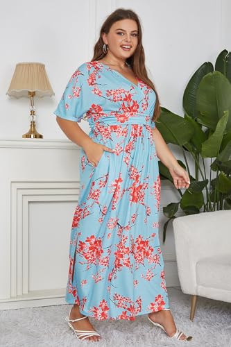 Keluummi Women's Plus Size V Neck 3/4 Sleeve Empire Waist A-Line Maxi Dress by Keluummi - Used condition - Image 6