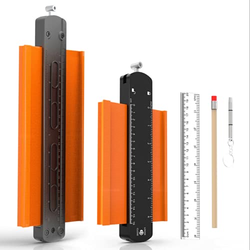 BOZHUO Herramienta de Contorno de Calibre de Contorno de Bloqueo Ajustable, Juego de 6 y 10 Pulgadas, Formas y Esquinas Irregulares, Regla de plástico para medir el Contorno de la Cabeza en ángulo