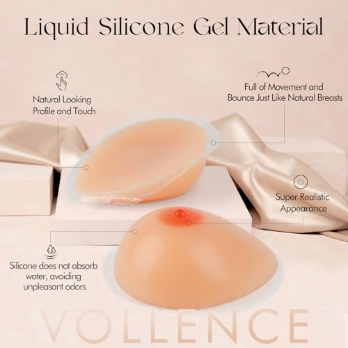 Vollence Self Adhesive Silicone Breast Forms Fake Boobs for Mastectomy Prosthesis Crossdresser Trans gender Cosplay2