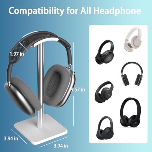 Image of Headphone Stand - Headset Stand with Aluminum Hanger, Headphone Holder for AirPods Max, Sony, Bose, Beats and More (White)