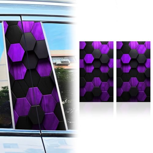 Image of JSCARLIFE Honeycomb Car B-Pillar Sticker, HD Printed PVC Waterproof Car Decals, Car Stickers Vinyl Self-Adhesive Side Strip Decal Cool Stickers (Style 8)