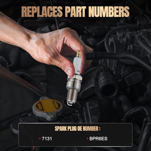 Image of 7131 Spark Plugs 4 Pack Compatible with Honda Civic Compatible with Volvo 240 244 264 740 940 VW Rabbit Quantum 2002 2002tii 944 924 99 900 D21 720 Eclipse Galant for BPR6ES Spark Plug