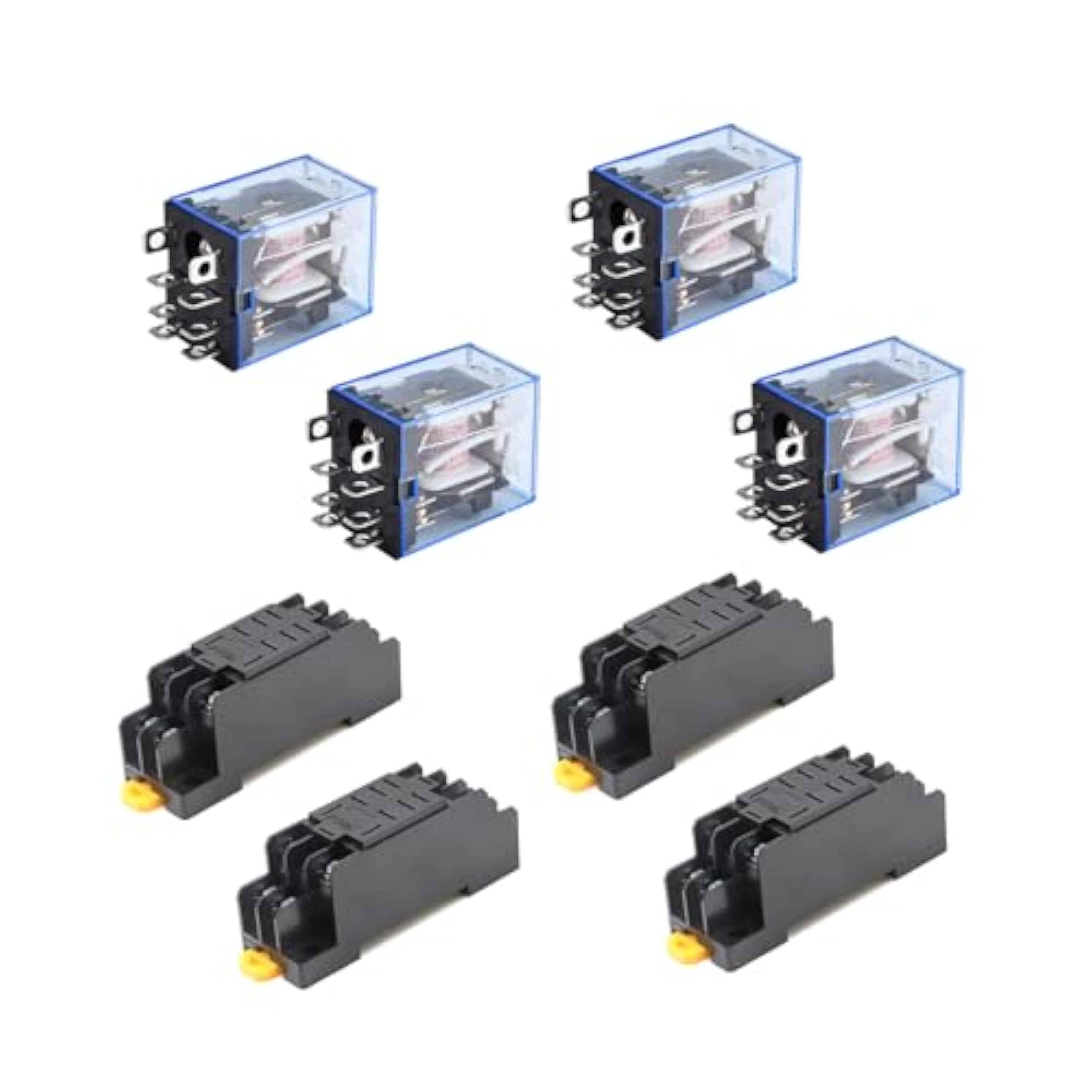 Aideepen 4pcs LY2NJ Relé+Zócalo de Relé, AC 220V Bobina 8 pines 10A 240V de potencia DPDT Lámpara LED
