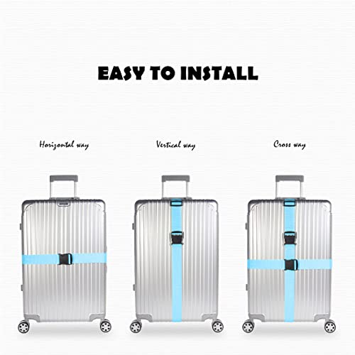 Image of 4pcs 74″x2″Luggage Straps for Suitcases,Adjustable Suitcase Straps and Heavy Duty Strap Buckle Packing Straps Travel Accessories,Blue