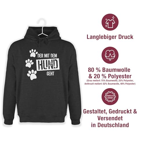 Hoodie Herren Pullover Männer - Geschenk für Hundebesitzer - Der mit dem Hund geht - L - Anthrazit meliert - hundesport hundehoodie hundefan gassi pullis hunde liebhaber hundefans hundepfote pulli