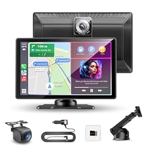 Portable Wireless Carplay Screen for Car, 9″ Car Play Touchscreen Supports 4K Dash Cam & 1080P Backup Camera, Carplay, Android Auto,Mirror Link,GPS Navigation, Voice Control (9inch)