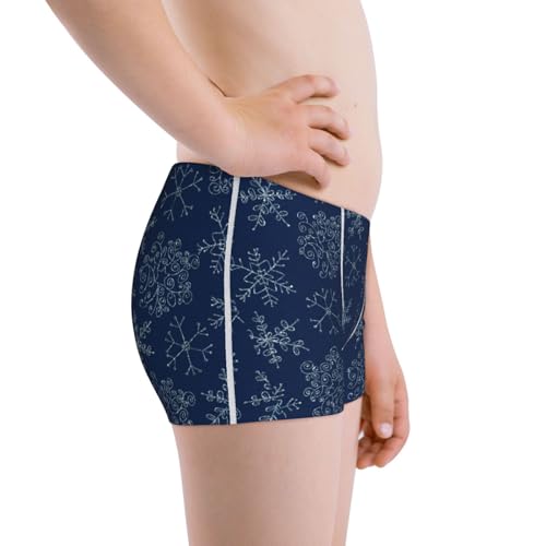 Boys' Cotton Boxer Brief Soft Underwear-Snowflake Dark Blue2