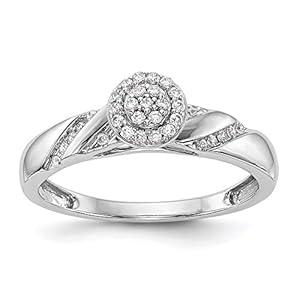 14k White Gold Complete Diamond Trio Cluster Engagement Ring, Size 54