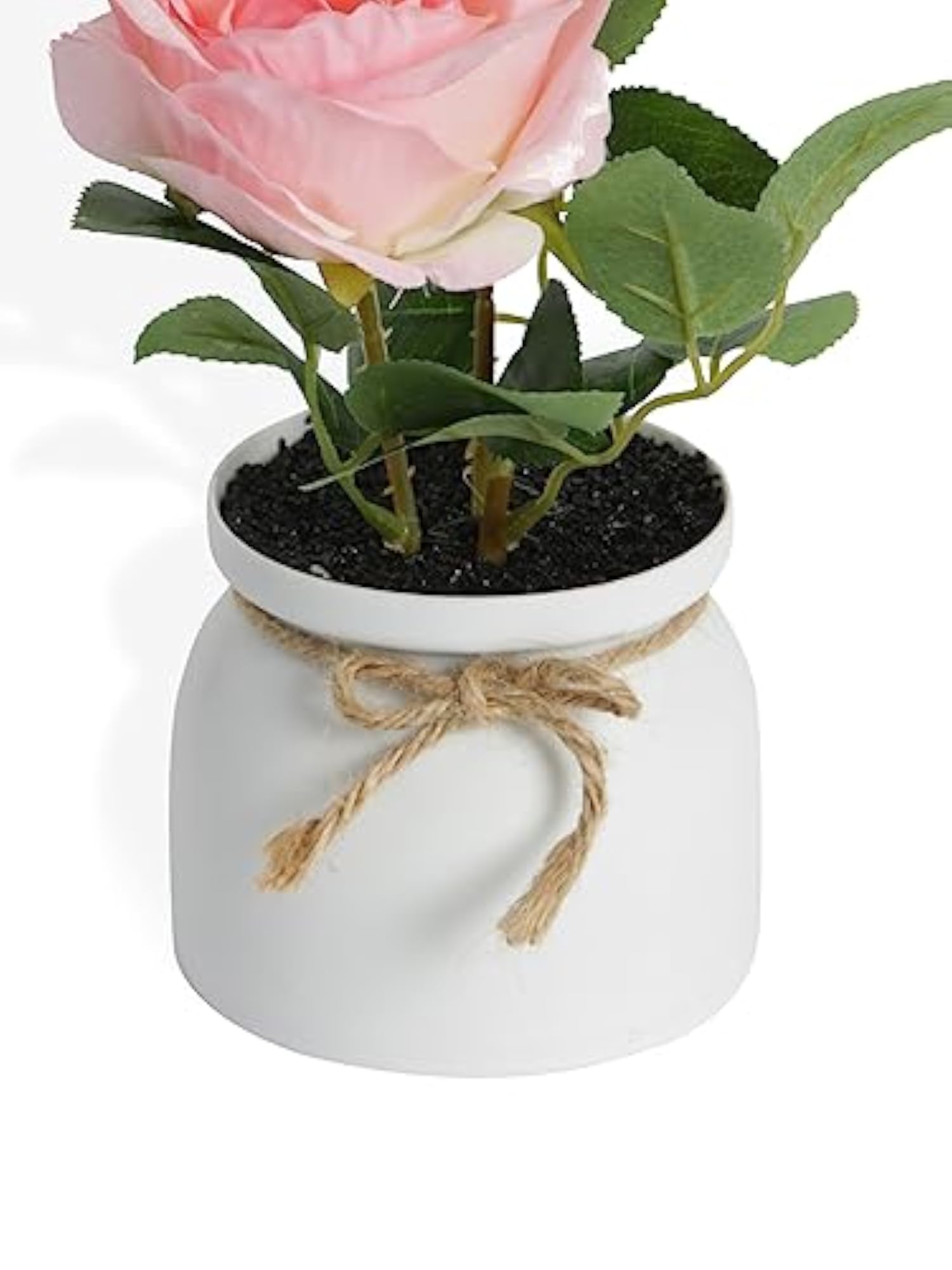 Artificial Rose Flower Plant with Plastic Pot for Home Décor
