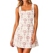 RIHOAS Womens Floral Printed Summer Dress Square Neck Sleeveless A-Line Mini Sundress