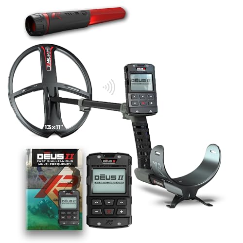XP Metal Detectors Deus II - 13x11 FMF Coil with MI-6 pinpointer Bundle - Waterproof and Fully Wireless - with Remote Control, & S-Telescopic stem (DEUS2-34FMFRCEG + MI-6) option