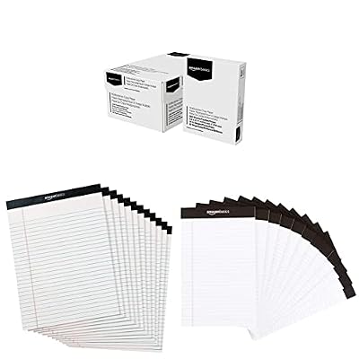 Amazon Basics Multipurpose Copy Printer Paper, 8 Ream Case & Wide Ruled 8.5 x 11.75-Inch Lined Writing Note Pads & Narrow Ruled 5 x 8-Inch Lined Writing Note Pads - 12-Pack, White