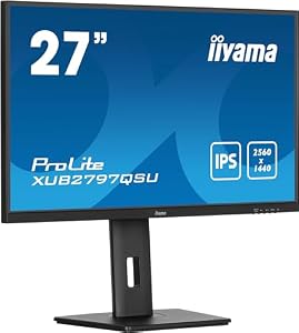 iiyama Prolite XUB2797QSU-B2 68,5cm 27" IPS LED-Monitor WQHD 100Hz HDMI DP USB3.2 Slim-Line Höhenverstellung Pivot AdaptiveSync schwarz