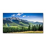 Tulup Glas-Bild Wandbild aus Glas - Wandkunst - Wandbild hinter gehärtetem Sicherheitsglas - Dekorative Wand für Küche & Wohnzimmer 120x60 - Landschaften - Skisprungschanze - Grün