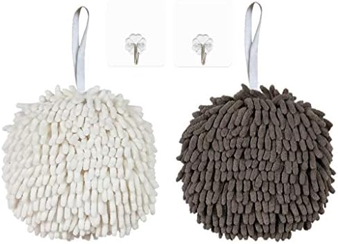 yaocoral 2 Pack Chenille Hand Towels,Kitchen Bathroom Hand Towels with Hanging Loops,Quick Dry Hand Bath Towel Hanging Absorbent Microfiber Hand Towels