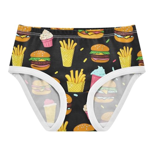 Wusikd Fast Food Girls' Underwear Cotton Colorful Black Girls Briefs Soft Toddler Underwear 2T