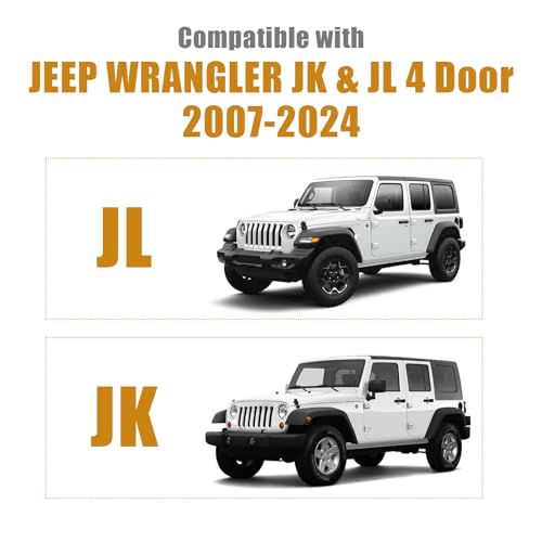 Image of MAIKER Car Cover Waterproof All Weather Compatible with Jeep Wrangler JK & JL 4 Door 600D Oxford Cover Full Cover Protect from Sunshine, UV, Snow, Rain, Wind, Scratch Resistant Black