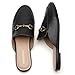 Minorsu Buckle Mules for Women Round Toe Backless Flat Mules Slides Mules Shoes Ladies Slip-on Loafers