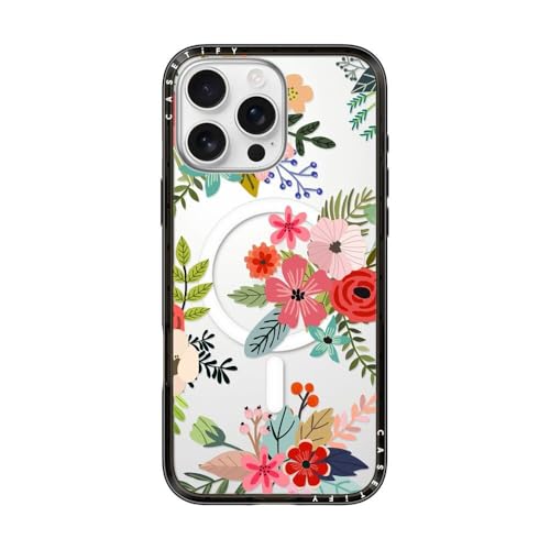 Coque iPhone 16 Pro Max Magsafe fine antichoc motif fleurs transparent CASETiFY