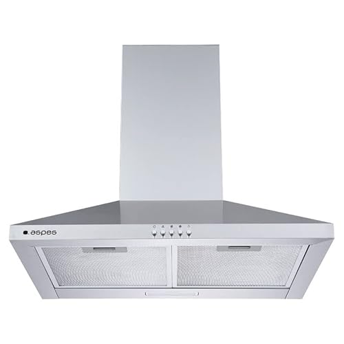 Aspes Campana Extractora Piramidal 60cm Inox ACPP600A1IX. Potencia 520m3/h, Tiro Doble, 3 Velocidades, Control Manual, Filtro apto para Lavavajillas.