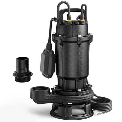 Aquastrong 1 HP Sewage Grinder Pump, 220V 4200 GPH Sewage Pump 2 inch Discharge with Auto Float Switch for Basement Sump Basin and Sewage Well