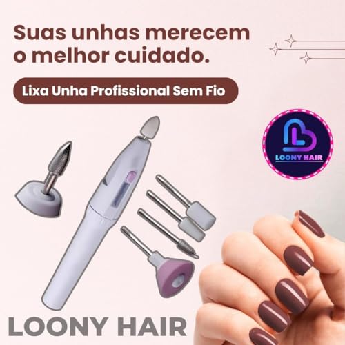 Lixa de Unhas Elétrica Portátil, Sem Fio, Funciona com 2 Pilhas AA