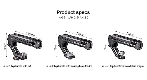 Image of Leofoto AH-2 Camera Top Handle, ARRI Side Locating Sockets, Cold Shoe Mount, Multiple 1 /4 inch-20 Accessory Sockets, Three Option Available (AH-2-1-NATO)