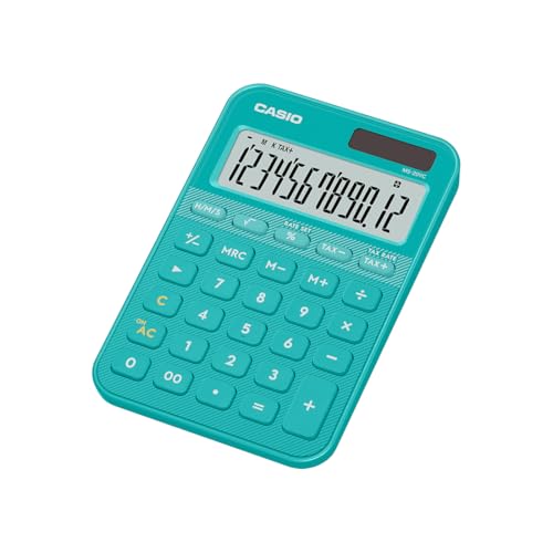 Image of Casio MS-20YC Stylish and Colourful 12-Digit Mini Desktop Tax Calculator, Turquoise