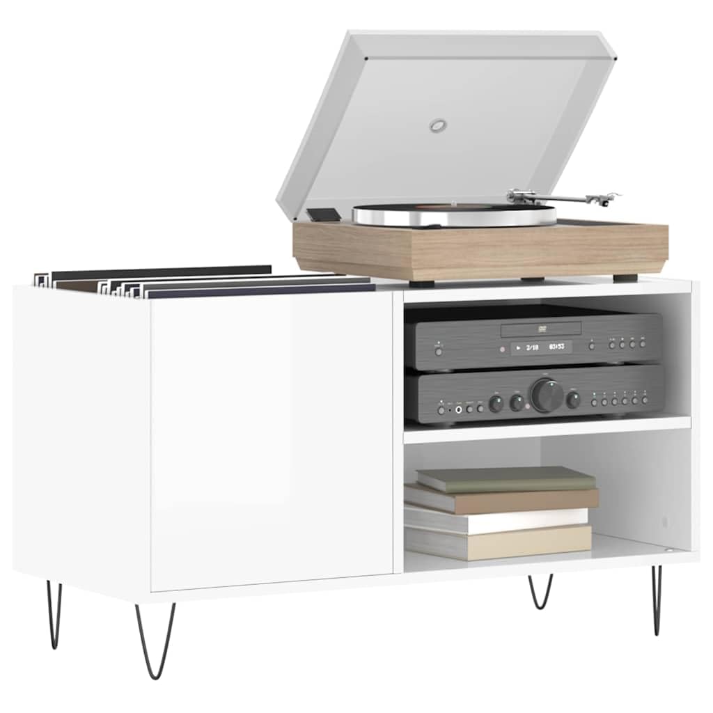 Mangloder - Armadietto per dischi in legno e ferro, 85 x 38 x 48 cm, con spazio per dischi in vinile, giradischi, TV Board, Lowboard, rack Hi-Fi, mobile multimediale, soggiorno