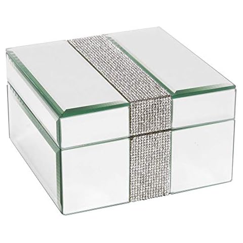Hestia Mirror Glass Jewellery Box with Diamante Band Cover