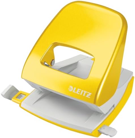 Leitz, Dziurkacz Leitz WOW, Dziurkuje do 30 Kartek, Wytrzymała Prowadnica z Oznaczeniem Formatów, Metalowy, Kolekcja WOW, Kolor Jasnoniebieski, 50081051