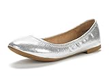 DREAM PAIRS Women's Sole-Happy Ballerina Walking Flats Shoes,Size 9,Silver,Sole-Happy