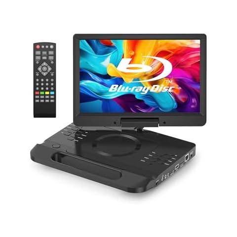 FANGOR 13.3 Inch Portable Bluray Player with 12" HD Swivel Screen, 5 Hours Rechargeable Battery and Remote Control, HDMI Out/AV in, Multi-Media Player, USB/SD Card, Last Memory Cover