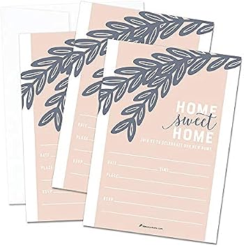 DB Party Studio Housewarming Invitations with Envelopes Pack of 25 Home Sweet Home Botanical Greens Themed Fill In Style Cards Inviting Family Friends New House Celebration Coordinating Blank Invites